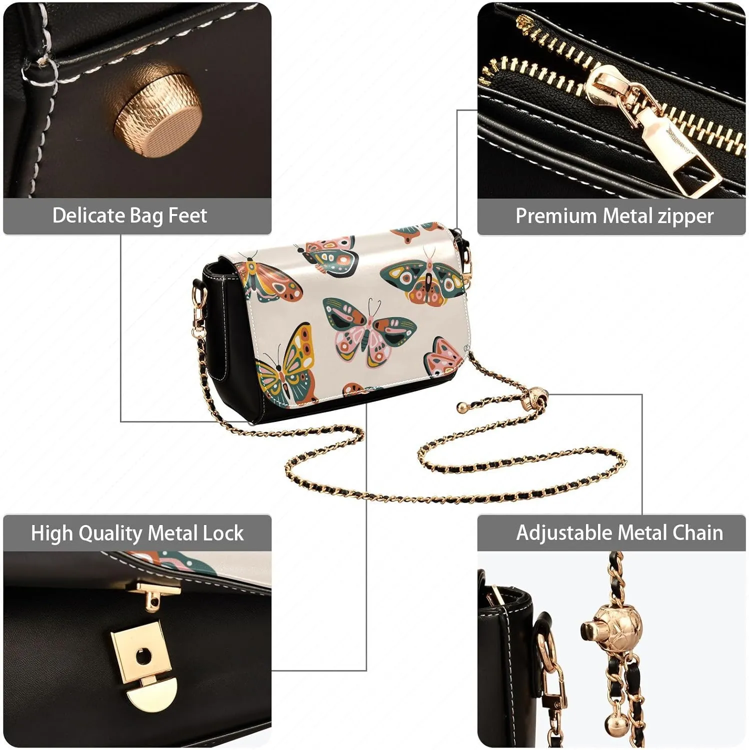 Crossbody Bags for Women Trendy Women's Black Shoulder Bag Small PU Leather Flap Cross Body Bag Handbags