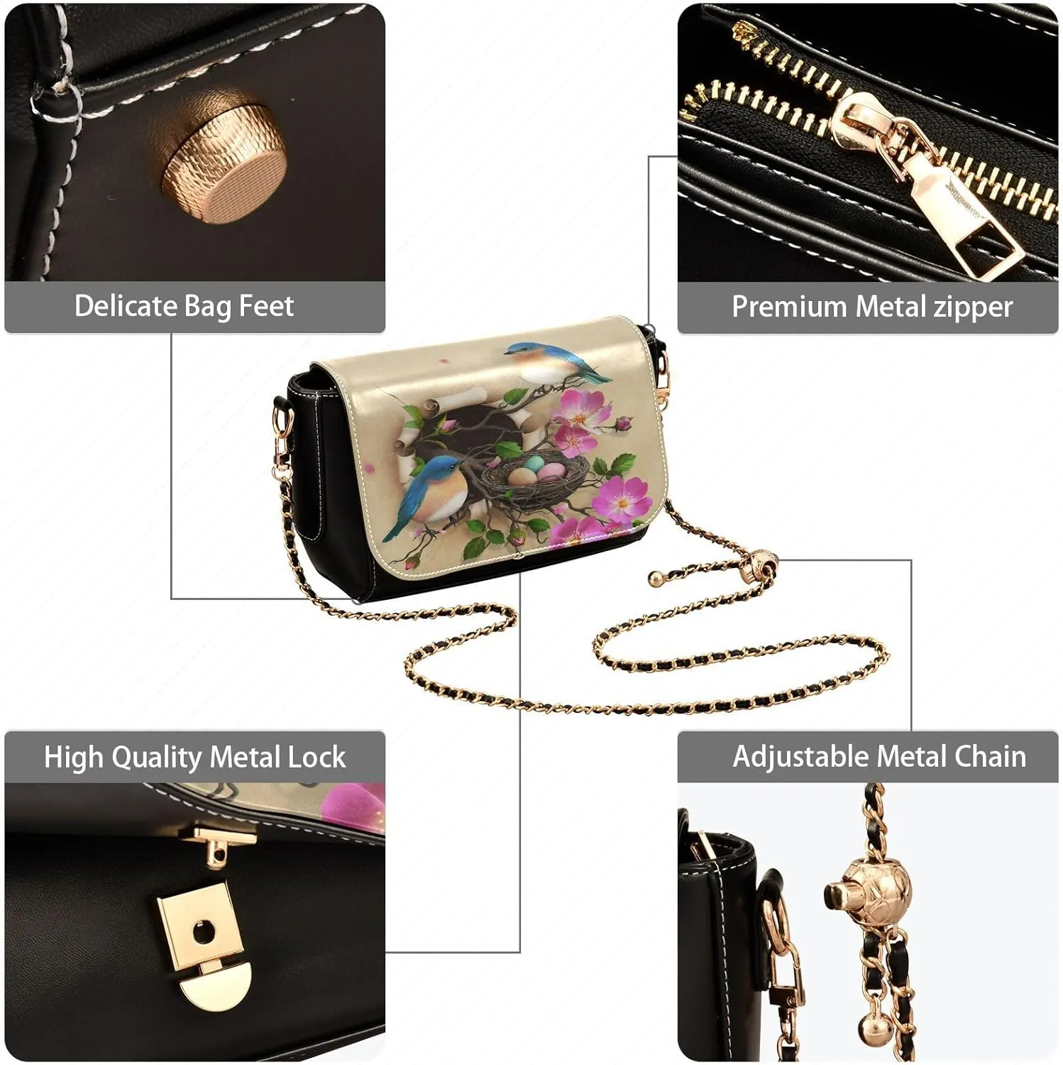 Crossbody Bags for Women Trendy Women's Black Shoulder Bag Small PU Leather Flap Cross Body Bag Handbags