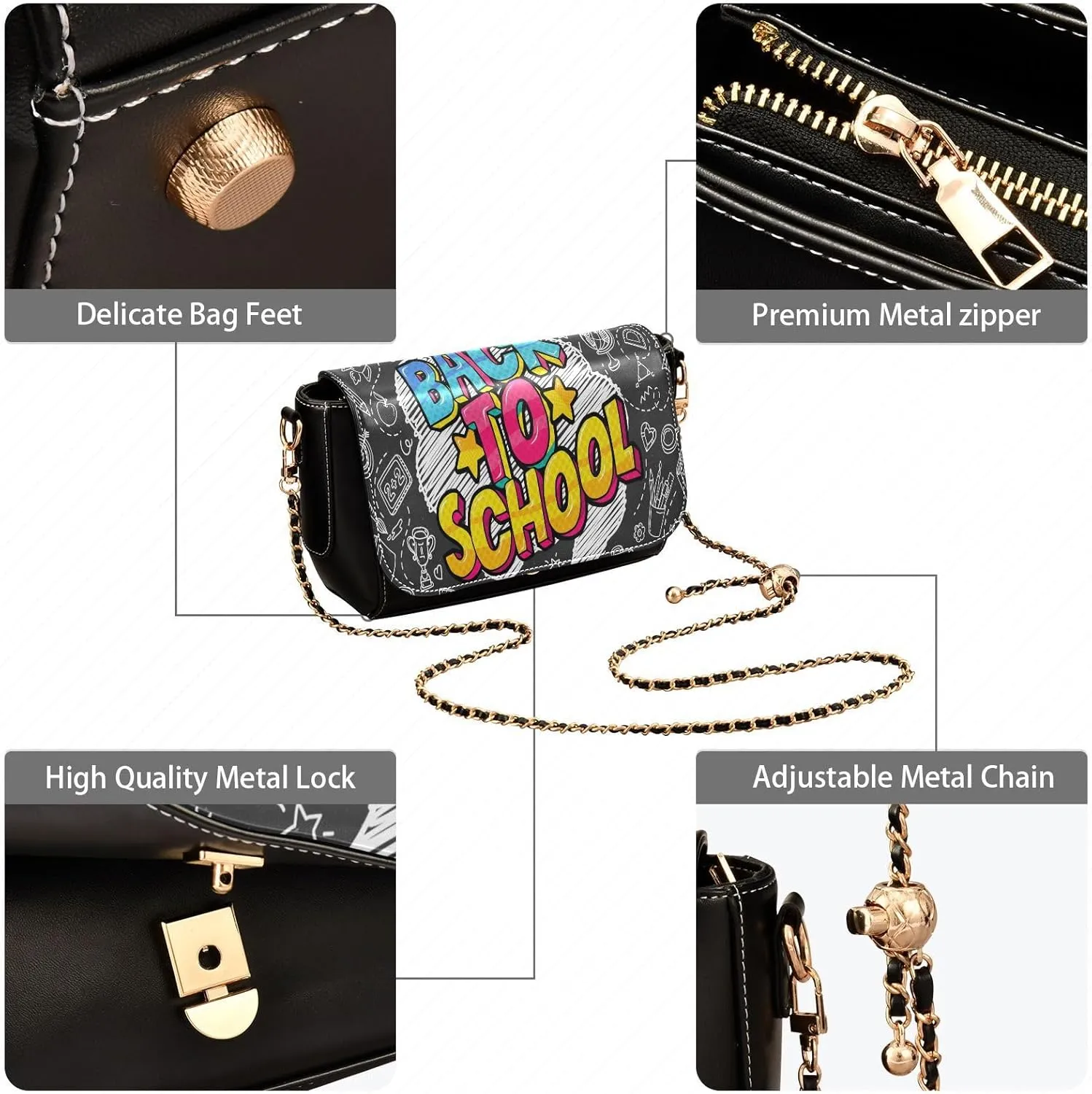 Crossbody Bags for Women Trendy Women's Black Shoulder Bag Small PU Leather Flap Cross Body Bag Handbags
