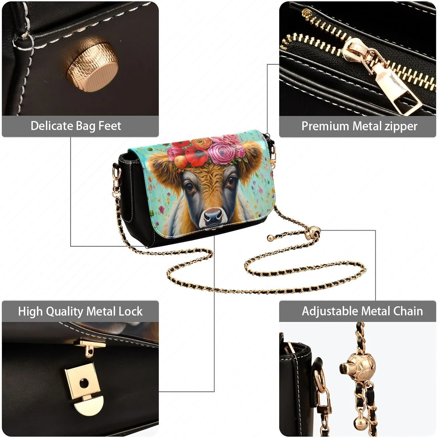 Crossbody Bags for Women Trendy Women's Black Shoulder Bag Small PU Leather Flap Cross Body Bag Handbags