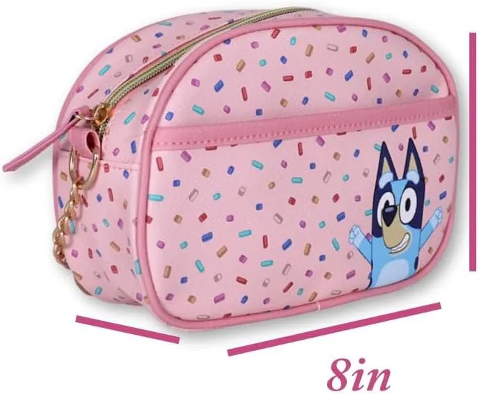 Crossbody Bags with Disney, Bluey and Hello Kitty Characters Licensed Purse Personalized and Non-Personalized Options
