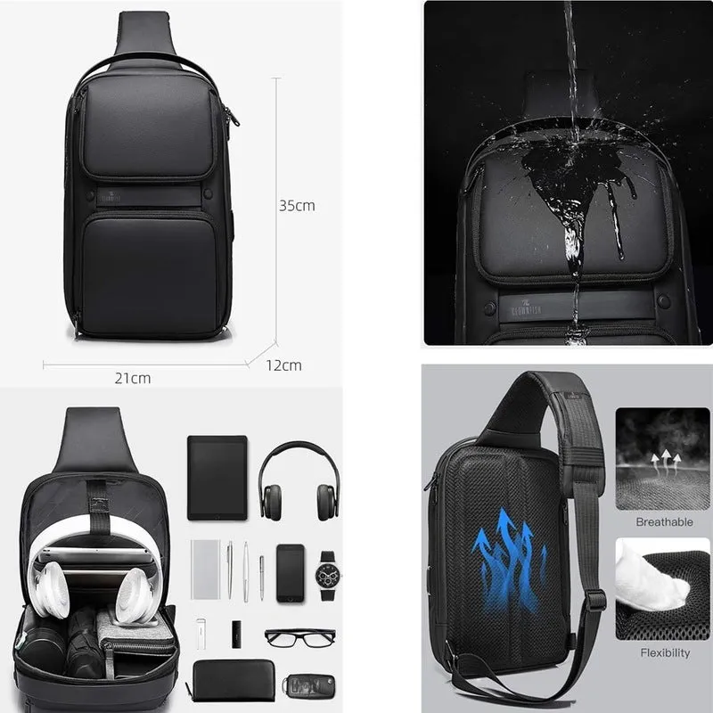 Crossbody Sling Bag with USB Charging, Anti-Theft Design | 8.5L | Black