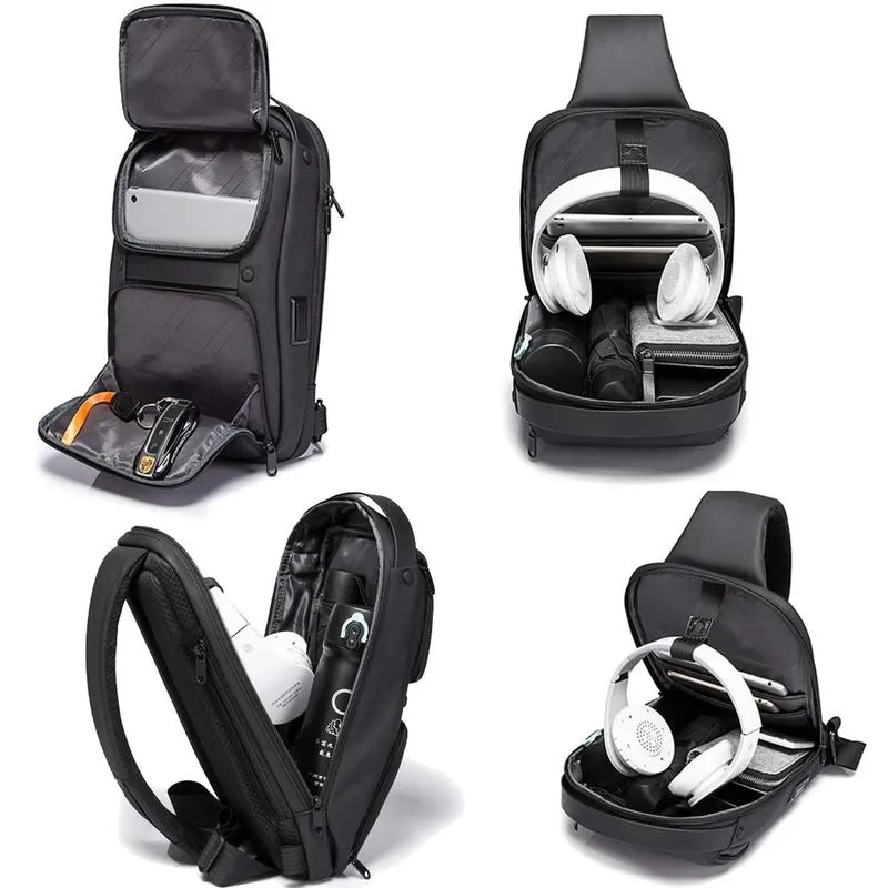 Crossbody Sling Bag with USB Charging, Anti-Theft Design | 8.5L | Black