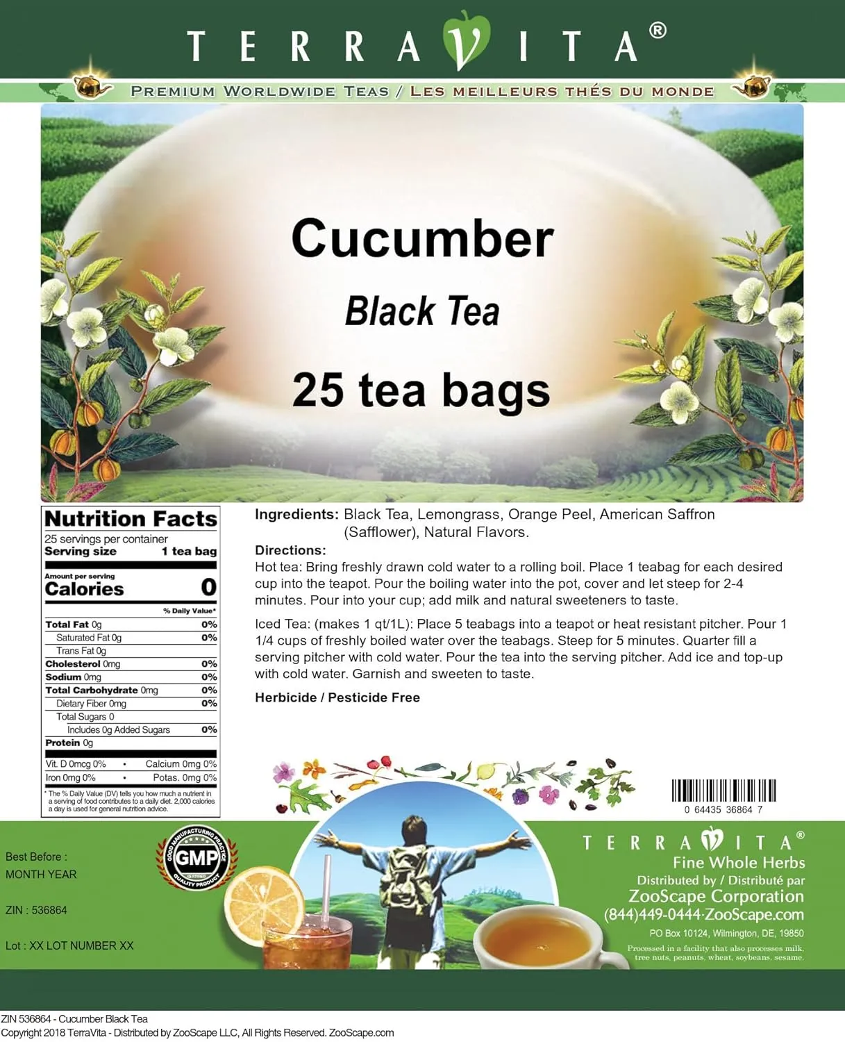 Cucumber Black Tea (25 tea bags, ZIN: 536864) - 2 Pack