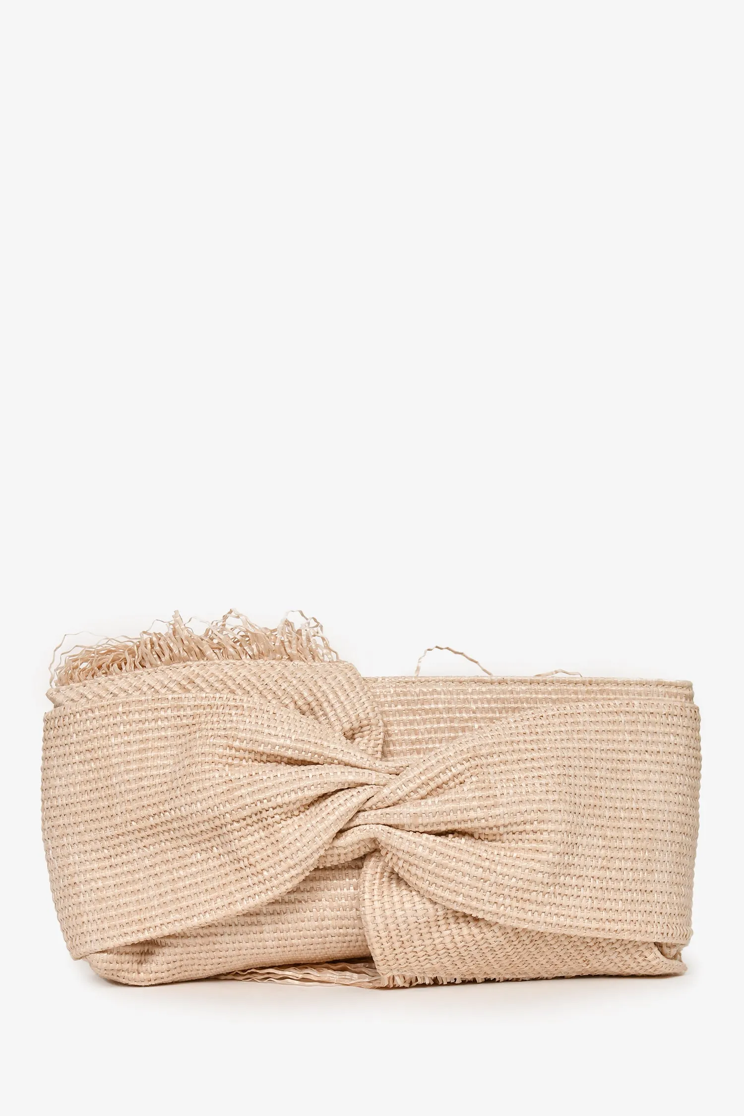 Cult Gaia Raffia Bow Fringe Clutch