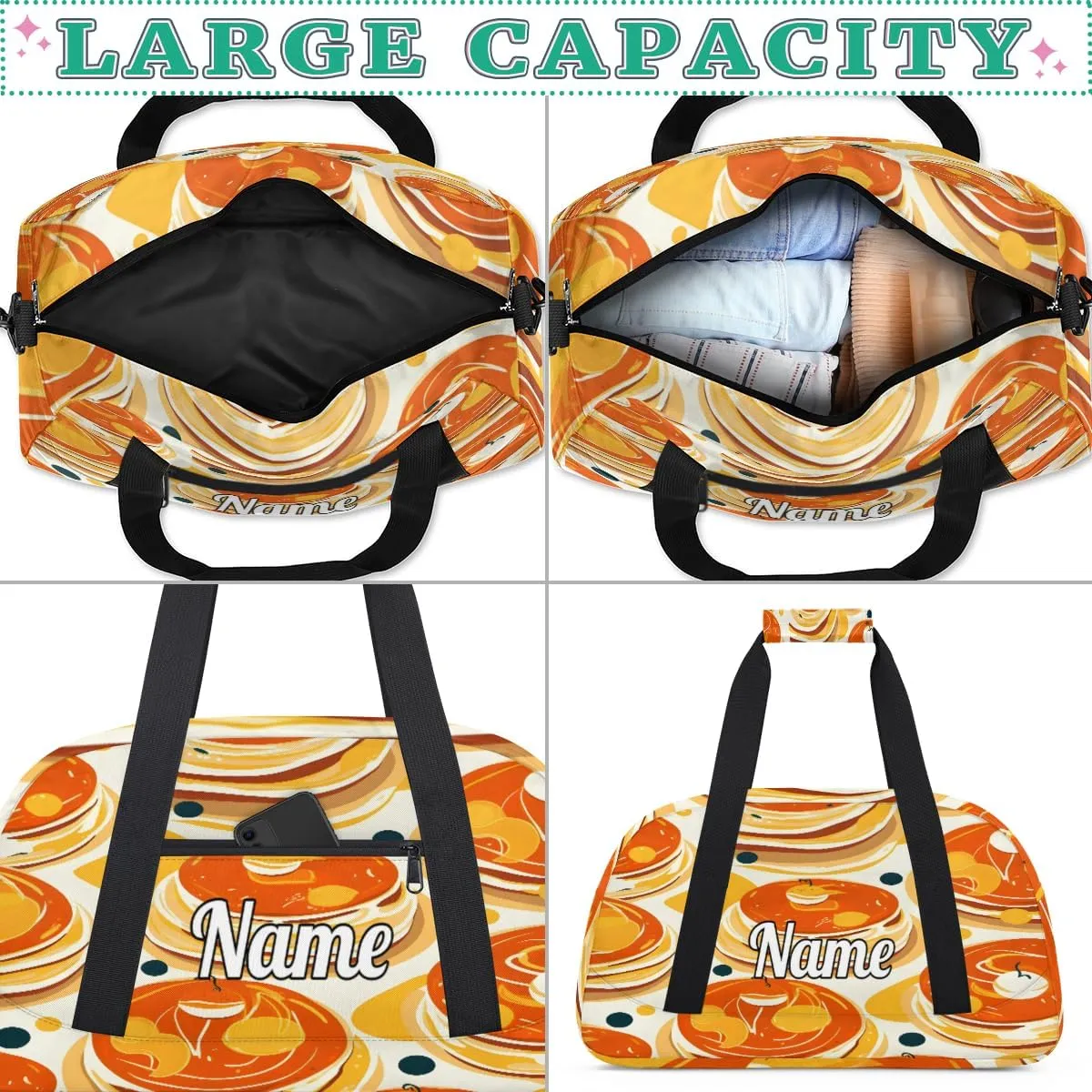 Cupcakes Muffins Personalized Dance Bag for Girls Boys Sport Duffel Bag with Your Name Kids Gymnastics Travel Bags