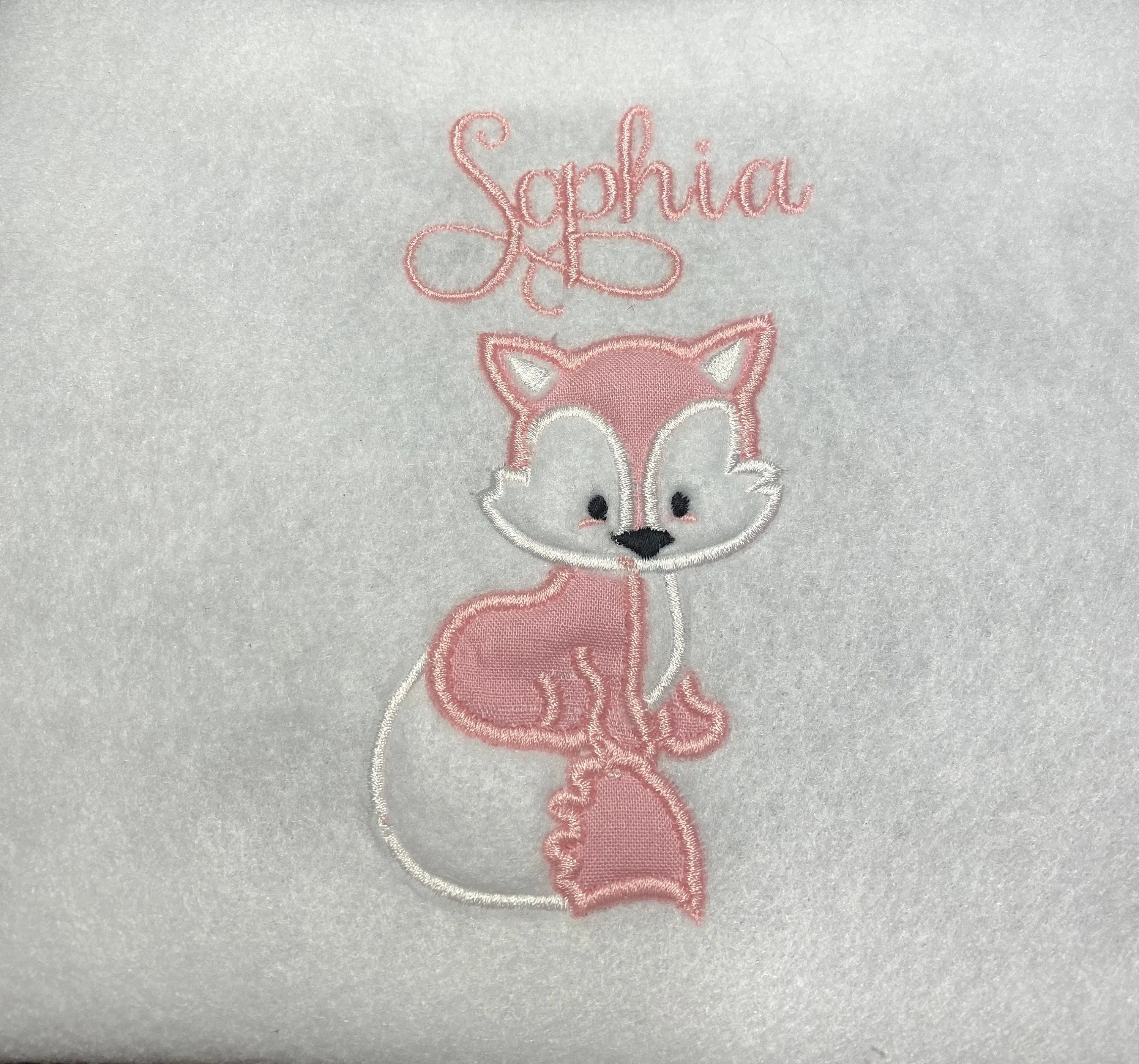 Custom Applique Fox children boys girls t-shirt  Name embroider hand made best seller bestselling present most popular personalized gift