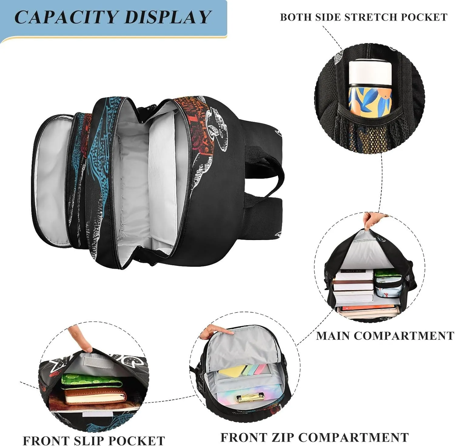 Custom Backpack for Girls Boys School Basketball Black Personalized Middle Bookbag Elementary Back Pack Primary Schoolbag for Kids Travel Teens Students