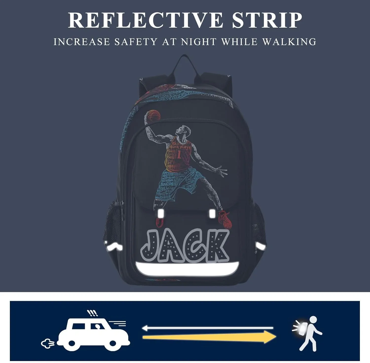 Custom Backpack for Girls Boys School Basketball Black Personalized Middle Bookbag Elementary Back Pack Primary Schoolbag for Kids Travel Teens Students