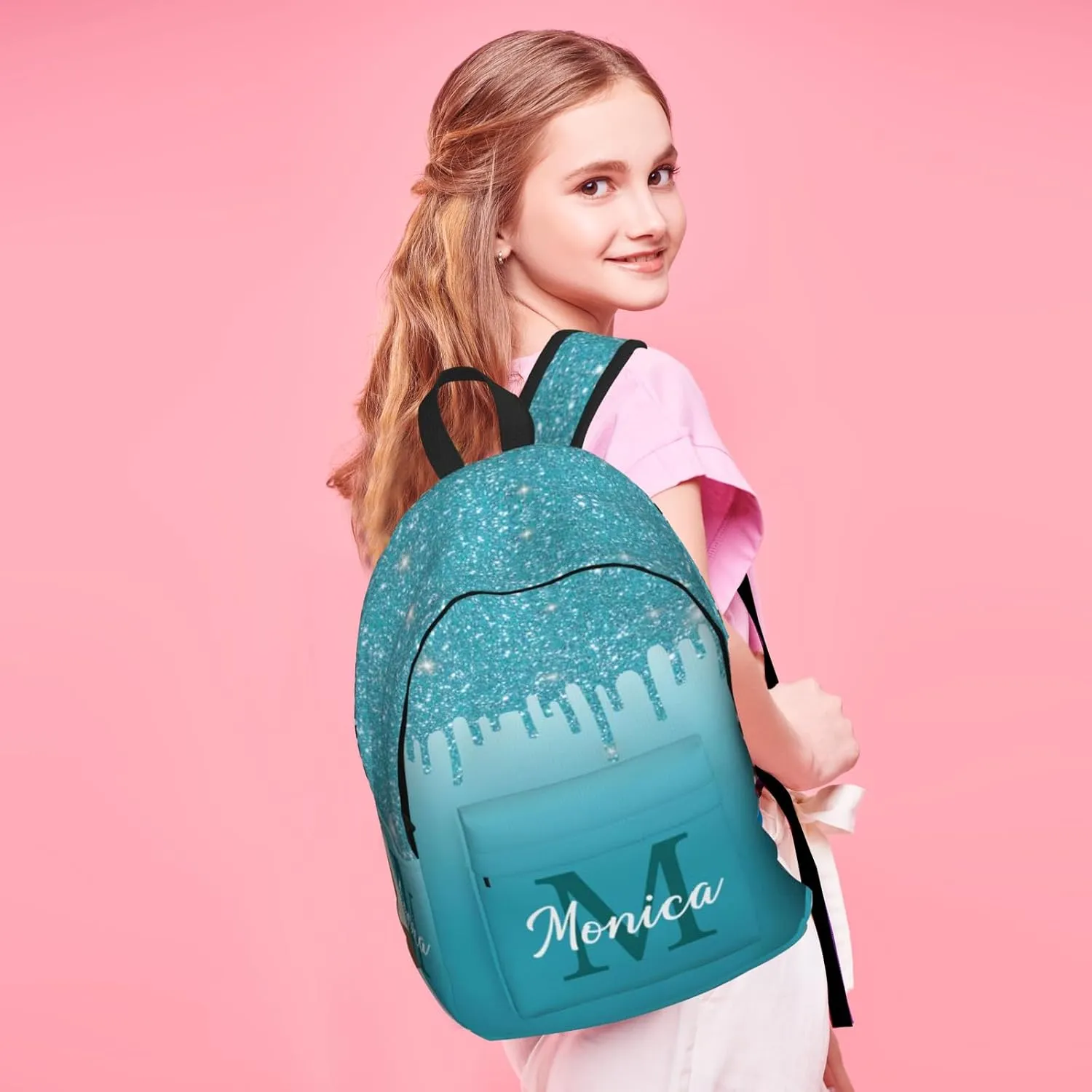 Custom Backpack for Girls Kids, Personalized Bookbag with Name, Customized Casual Unisex Daypack Bags for School Travel Work