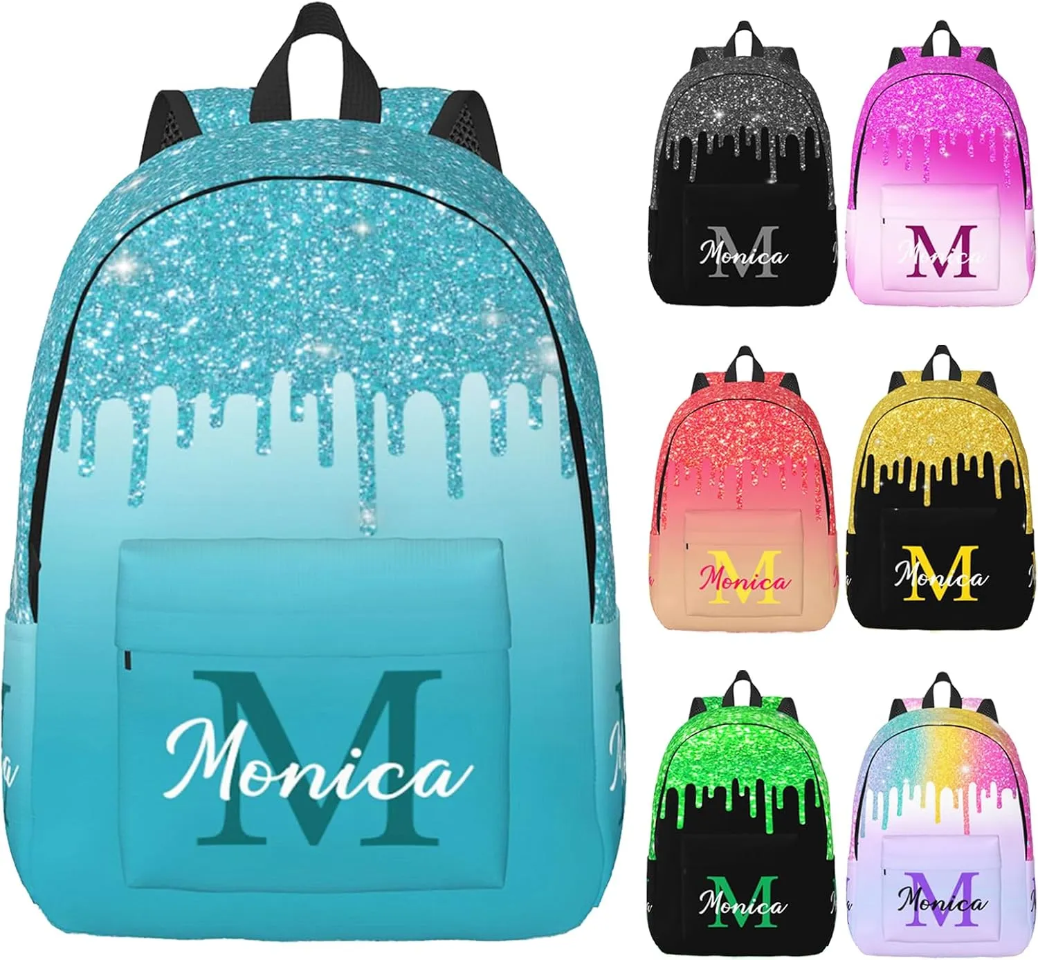 Custom Backpack for Girls Kids, Personalized Bookbag with Name, Customized Casual Unisex Daypack Bags for School Travel Work