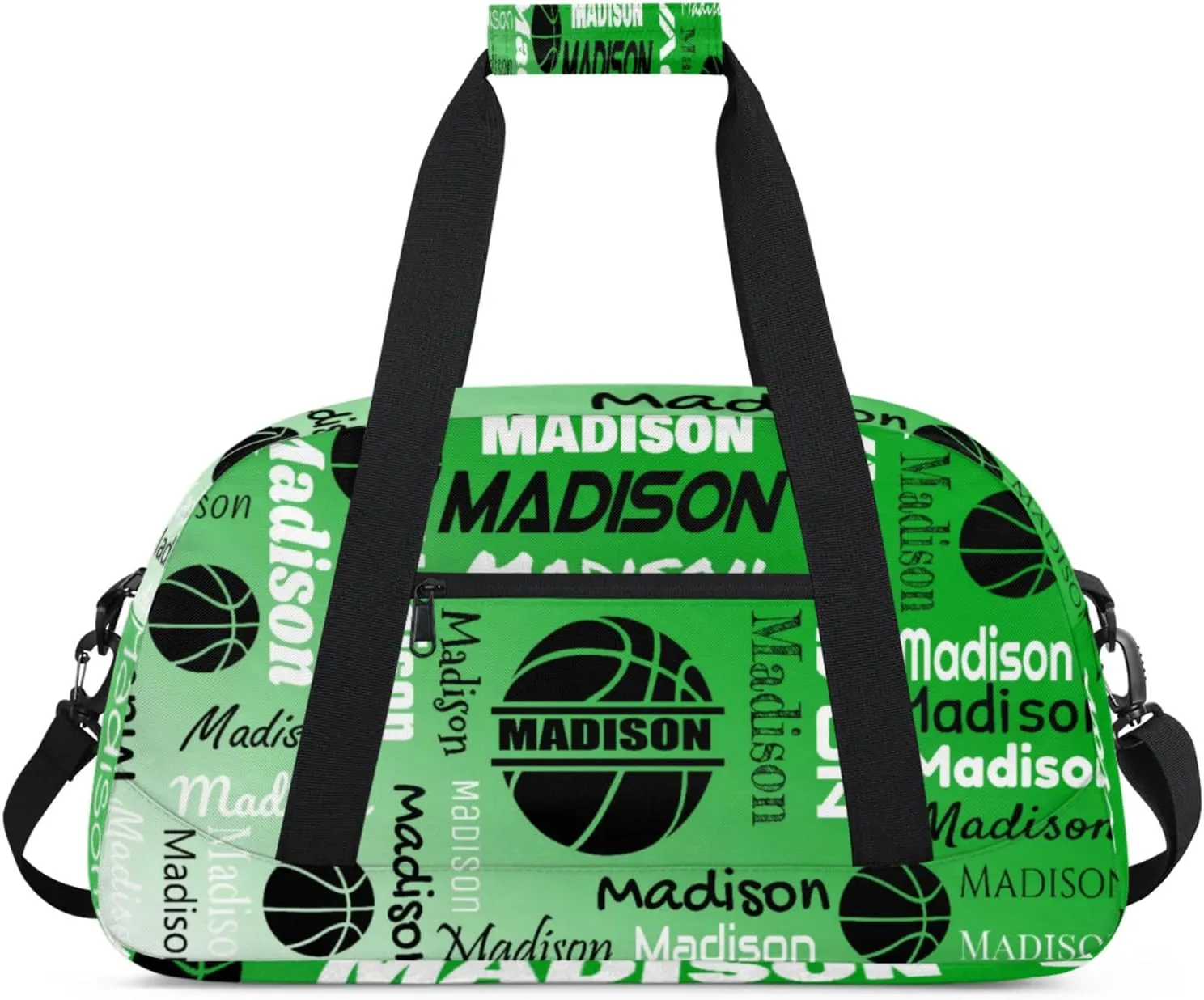 Custom Basketball Gym Duffel Bag for Women Men, Personalized Name Travel Sport Bags Customized Balls Weekender Bag, Grass Green Gradient