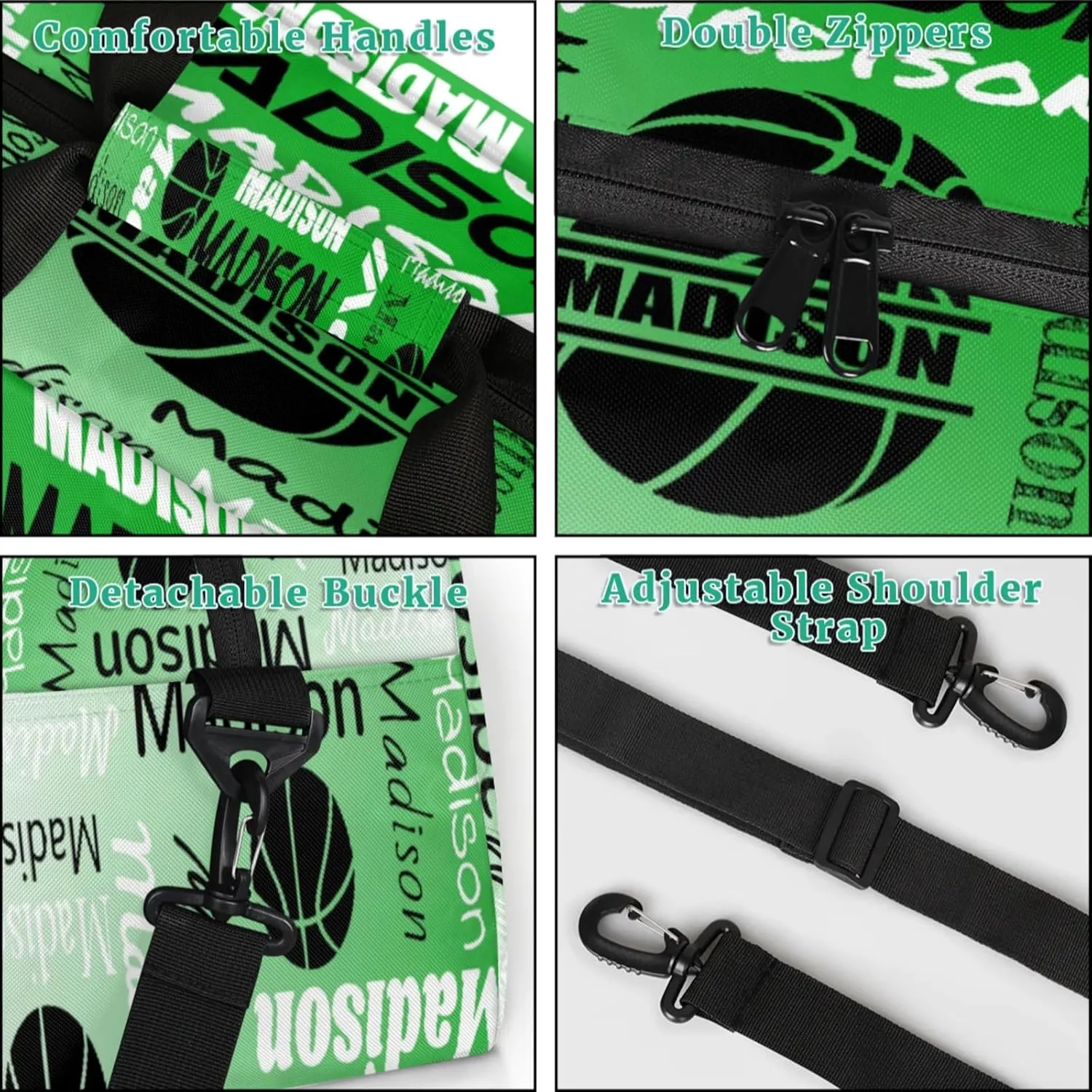 Custom Basketball Gym Duffel Bag for Women Men, Personalized Name Travel Sport Bags Customized Balls Weekender Bag, Grass Green Gradient