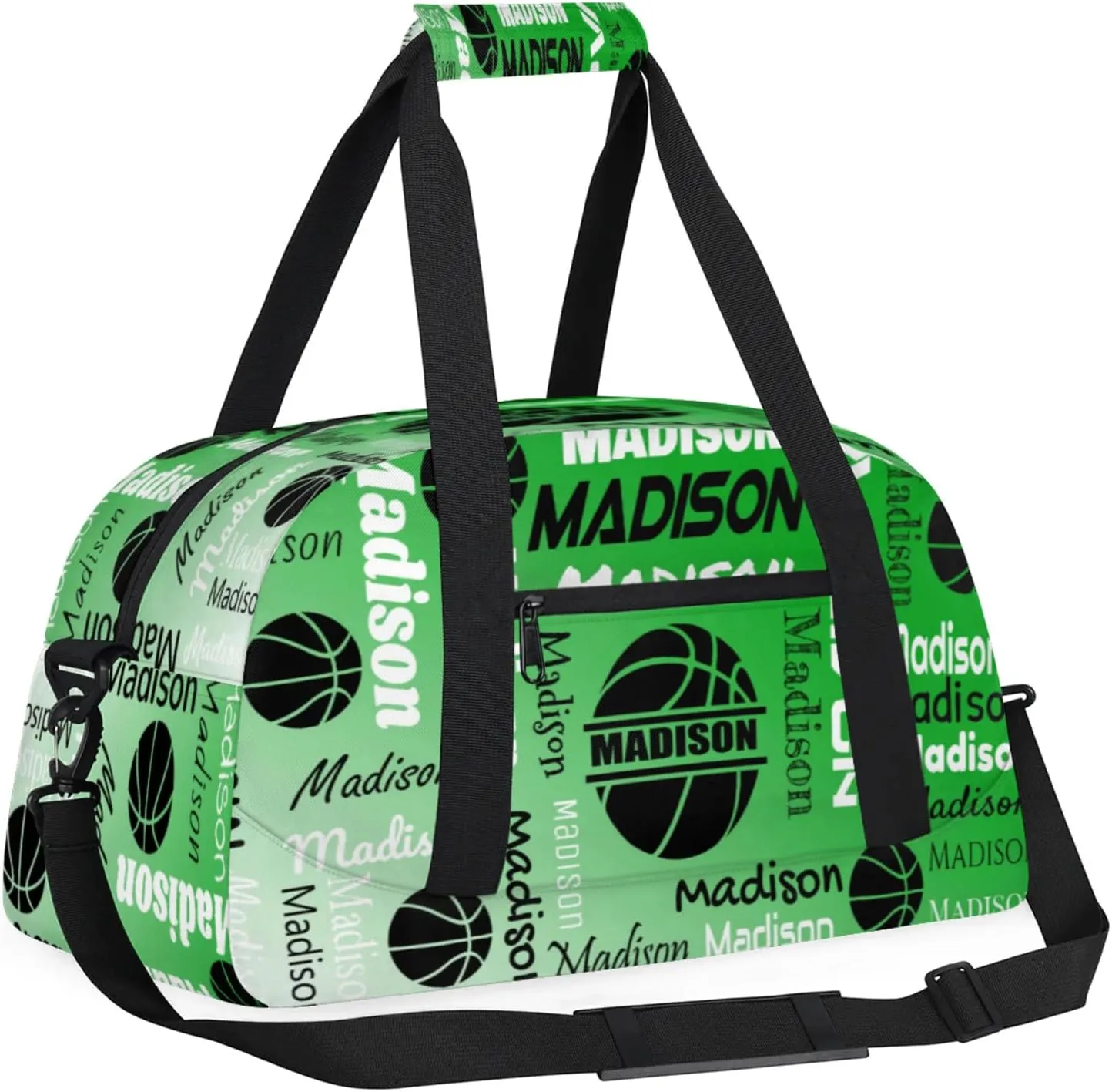 Custom Basketball Gym Duffel Bag for Women Men, Personalized Name Travel Sport Bags Customized Balls Weekender Bag, Grass Green Gradient