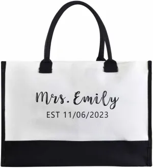 Custom Canvas Tote Bag for Women Personalized Name Shoulder Tote Beach Bag