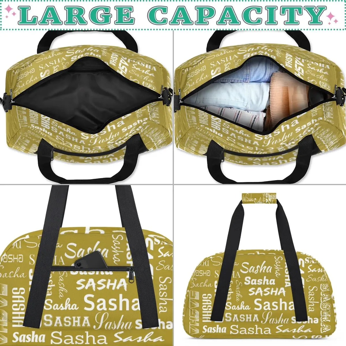 Custom Cheer Bag Dance Gym Bags for Women, Personalized Name Sport Duffel Bag Weekender Bags Travel Duffel Bags Brown Personalized Gifts