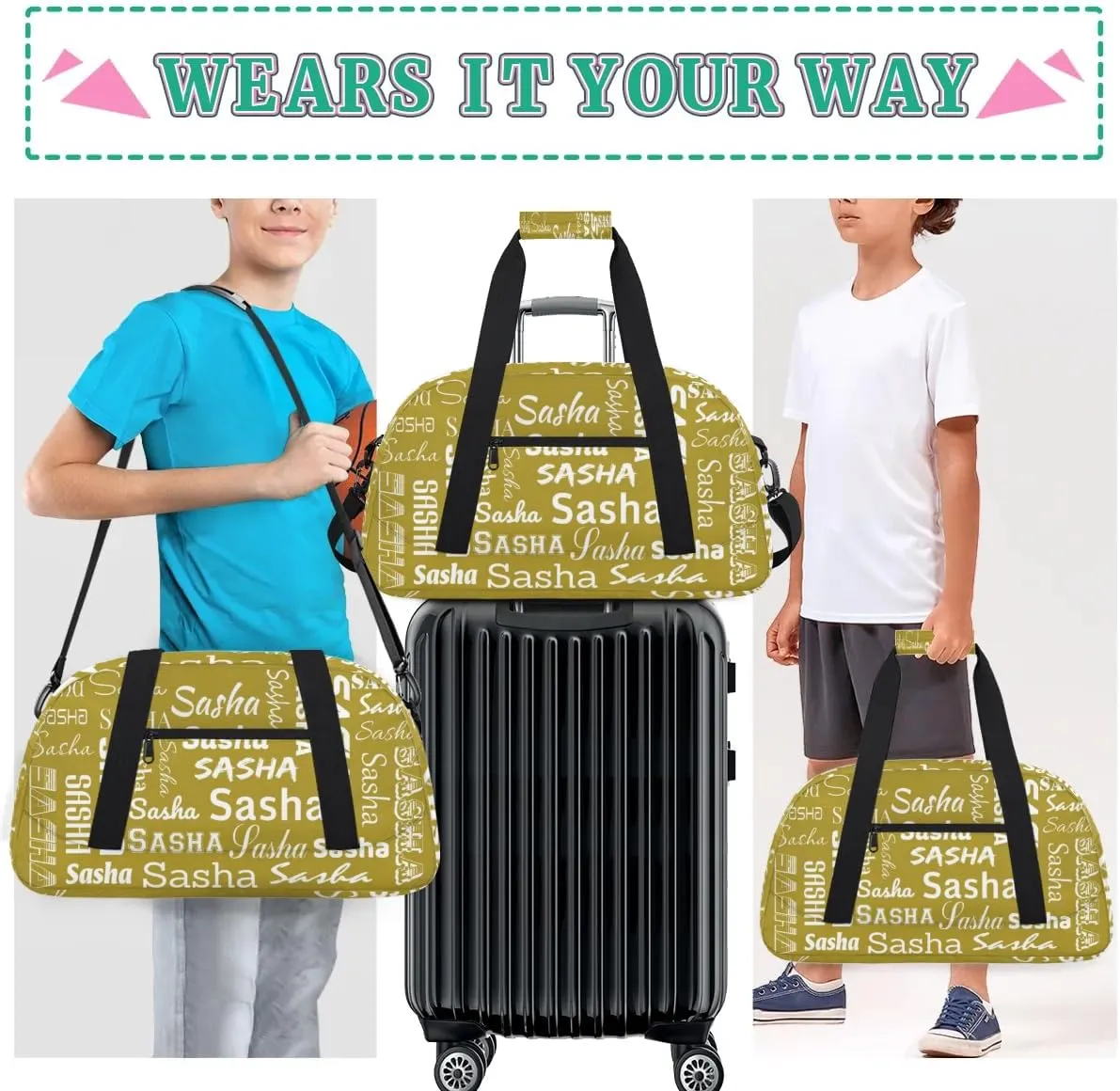 Custom Cheer Bag Dance Gym Bags for Women, Personalized Name Sport Duffel Bag Weekender Bags Travel Duffel Bags Brown Personalized Gifts