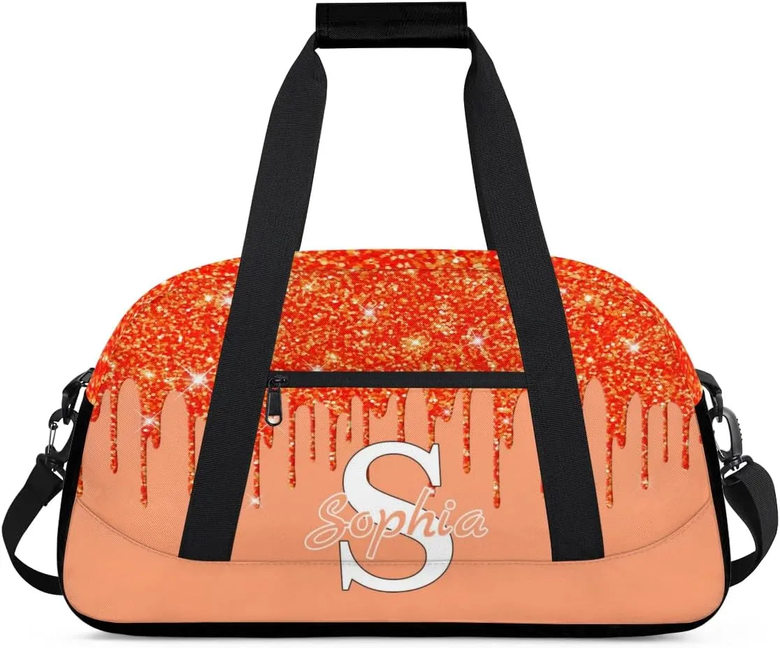 Custom Cheer Bag Dance Gym Bags for Women, Personalized Name Sport Duffel Bag Weekender Bags Travel Duffel Bags Orange Personalized Gifts