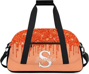 Custom Cheer Bag Dance Gym Bags for Women, Personalized Name Sport Duffel Bag Weekender Bags Travel Duffel Bags Orange Personalized Gifts