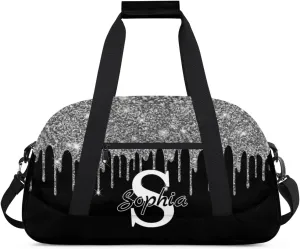 Custom Cheer Bag Dance Gym Bags for Women, Personalized Name Sport Duffel Bag Weekender Bags Travel Duffel Bags Silver Personalized Gifts