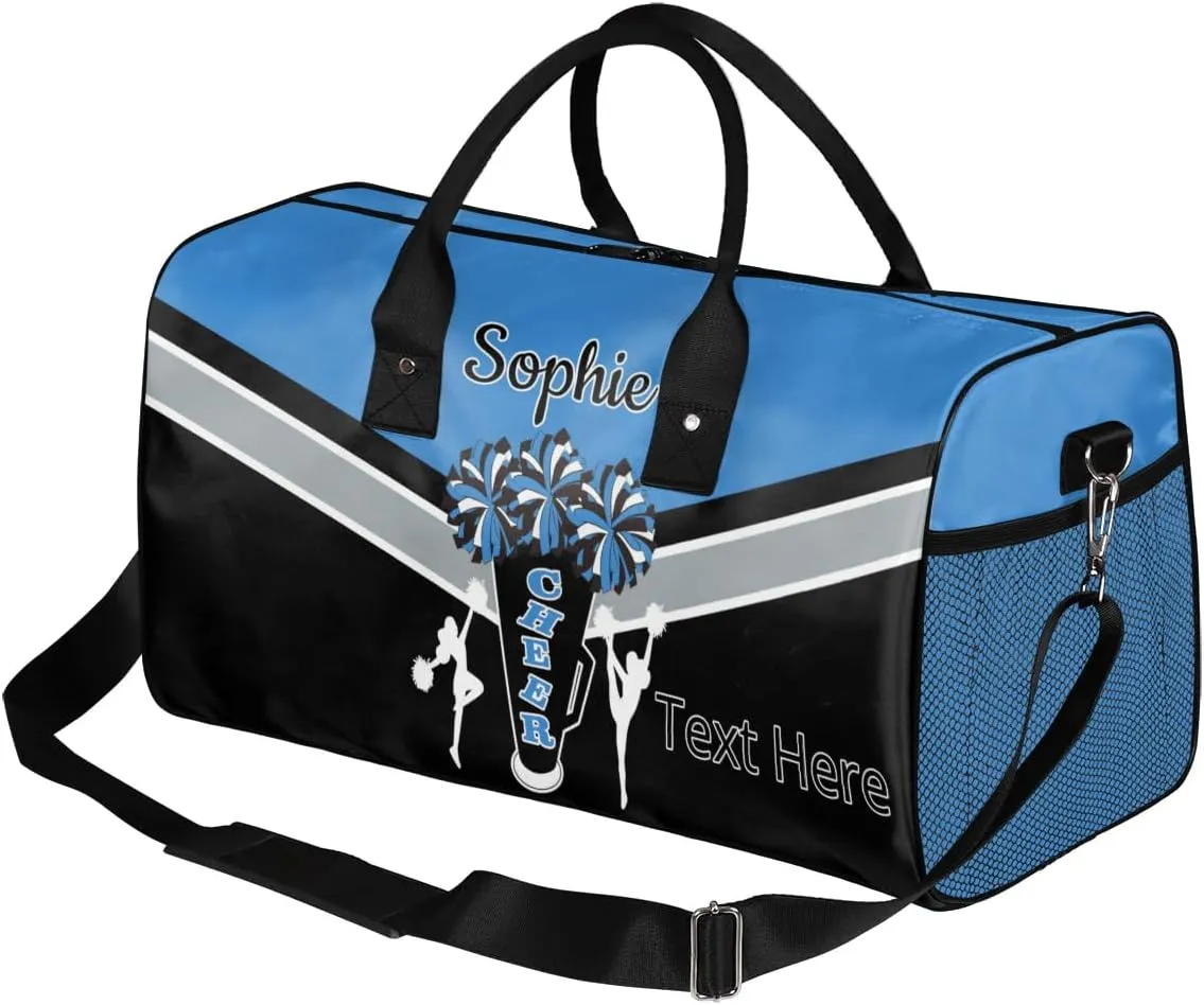 Custom Cheer Bags Sport Bag with Name for Cheerleaders, Personalized Gym Duffel Bags Personalized Cheerleading Gifts for Women Custom Travel Weekender Bag, Blue
