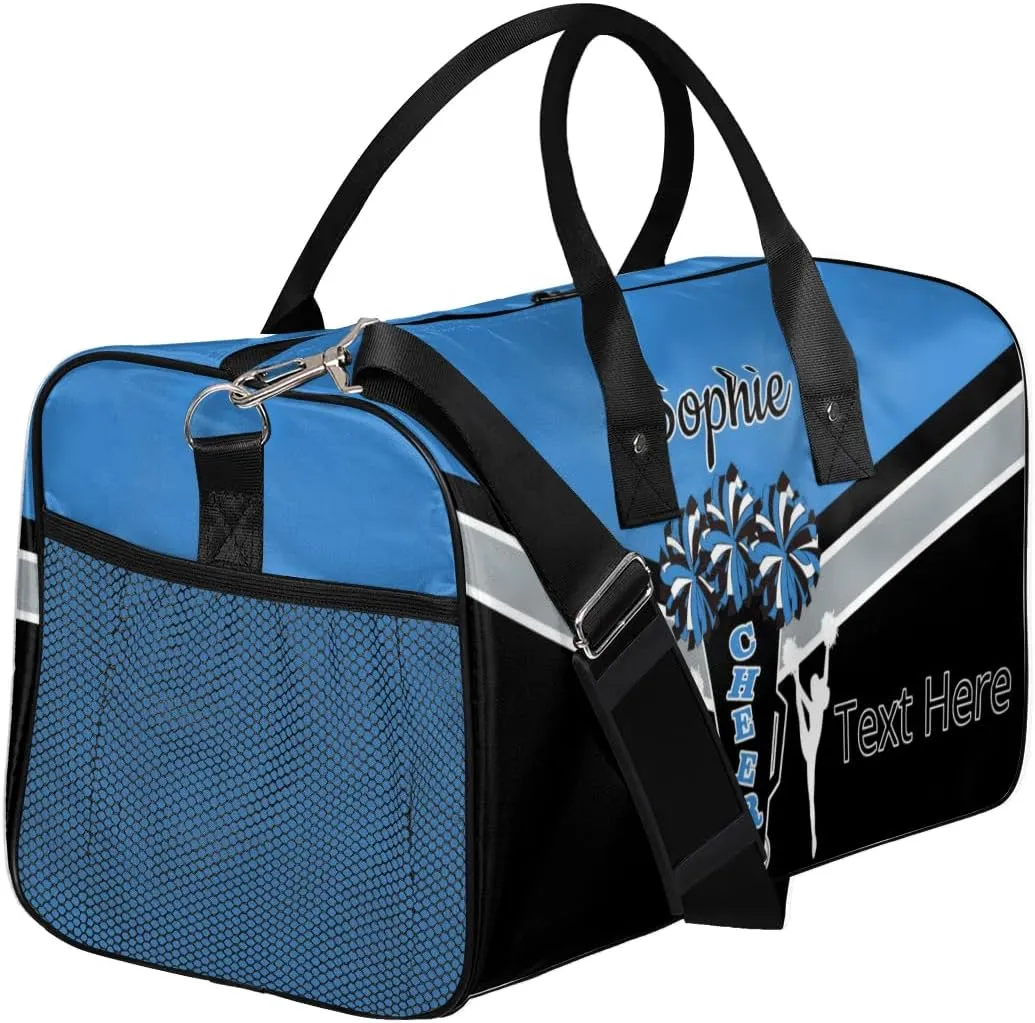 Custom Cheer Bags Sport Bag with Name for Cheerleaders, Personalized Gym Duffel Bags Personalized Cheerleading Gifts for Women Custom Travel Weekender Bag, Blue