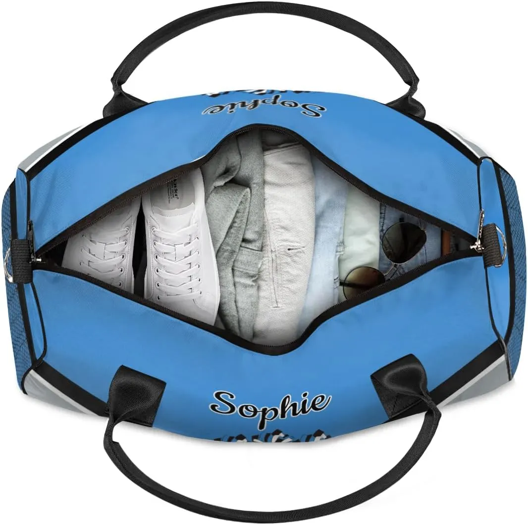 Custom Cheer Bags Sport Bag with Name for Cheerleaders, Personalized Gym Duffel Bags Personalized Cheerleading Gifts for Women Custom Travel Weekender Bag, Blue