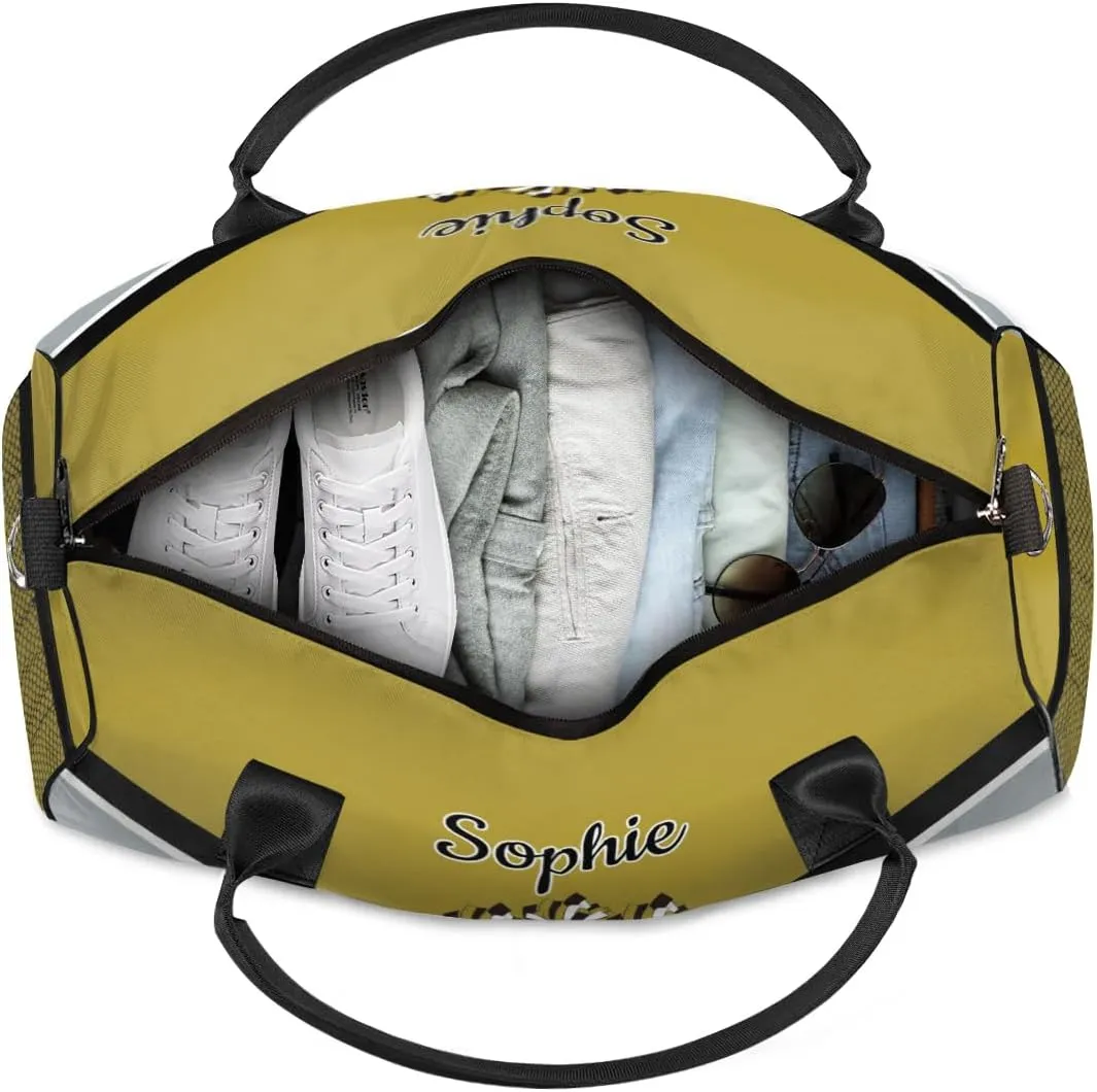 Custom Cheer Bags Sport Bag with Name for Cheerleaders, Personalized Gym Duffel Bags Personalized Cheerleading Gifts for Women Custom Travel Weekender Bag, Brown