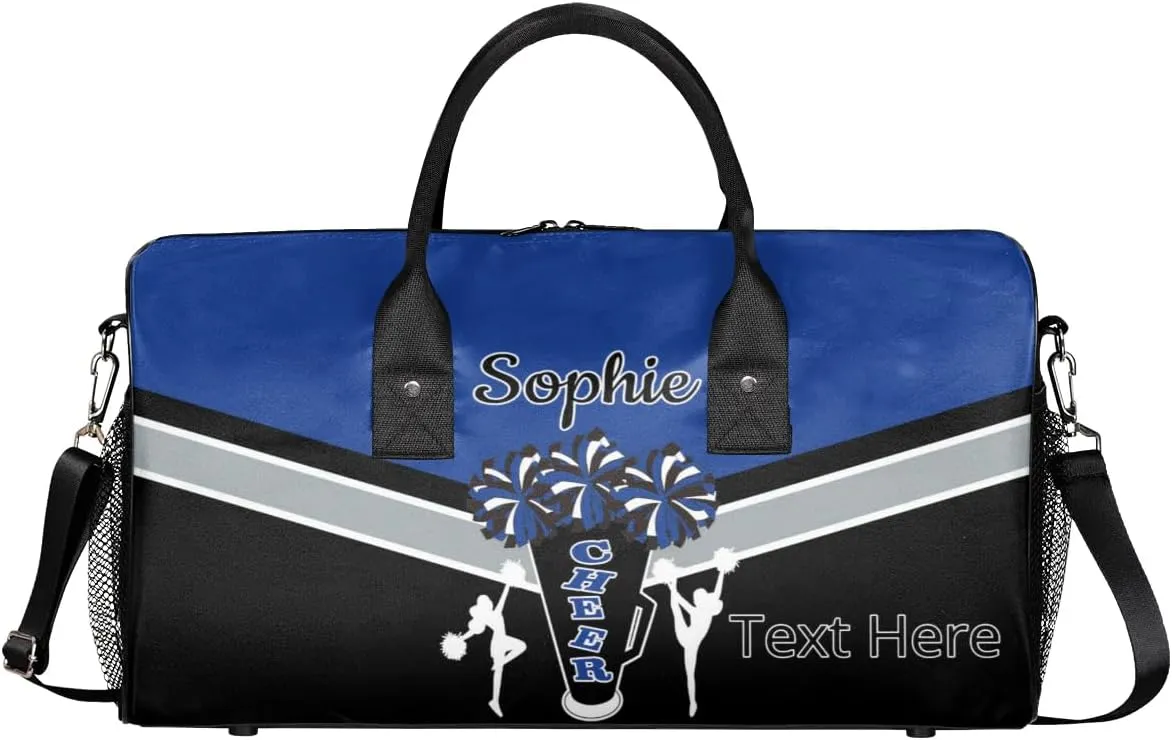 Custom Cheer Bags Sport Bag with Name for Cheerleaders, Personalized Gym Duffel Bags Personalized Cheerleading Gifts for Women Custom Travel Weekender Bag, Cobalt Blue