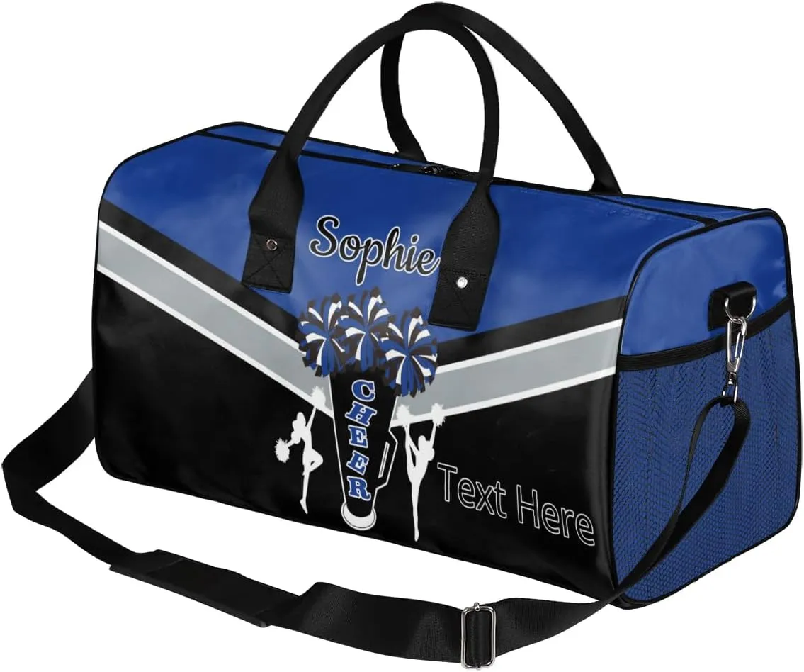 Custom Cheer Bags Sport Bag with Name for Cheerleaders, Personalized Gym Duffel Bags Personalized Cheerleading Gifts for Women Custom Travel Weekender Bag, Cobalt Blue