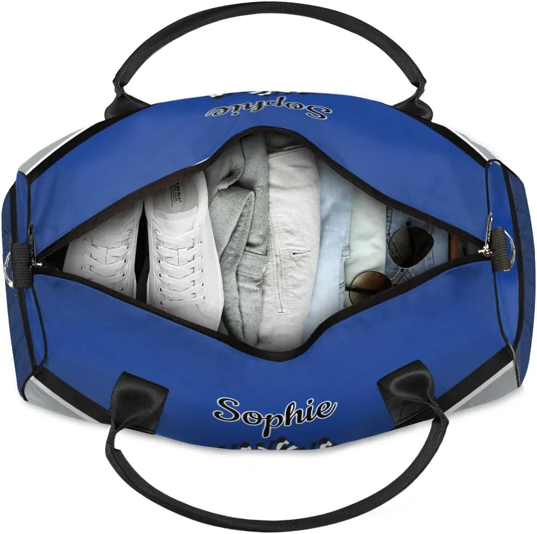 Custom Cheer Bags Sport Bag with Name for Cheerleaders, Personalized Gym Duffel Bags Personalized Cheerleading Gifts for Women Custom Travel Weekender Bag, Cobalt Blue