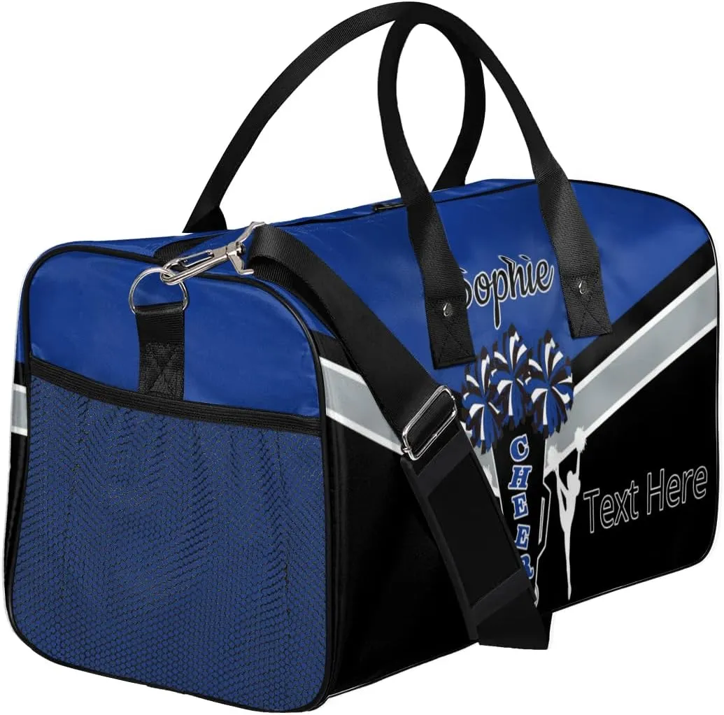 Custom Cheer Bags Sport Bag with Name for Cheerleaders, Personalized Gym Duffel Bags Personalized Cheerleading Gifts for Women Custom Travel Weekender Bag, Cobalt Blue