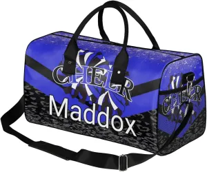 Custom Cheer Bags with Name for Cheerleader, Personalized Sport Duffel Bag Gym Bag for Women, Custom Travel Tote Bags, Dark Blue Black Overnight Weekender Bags