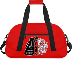 Custom Cheer Dancing Bags, Personalized Sports Duffle Bag Gym Cheerleading Bag Travel Duffel Perform Training Bag with Name, Overnight Weekender Bags, Coral Red A Customized Gifts