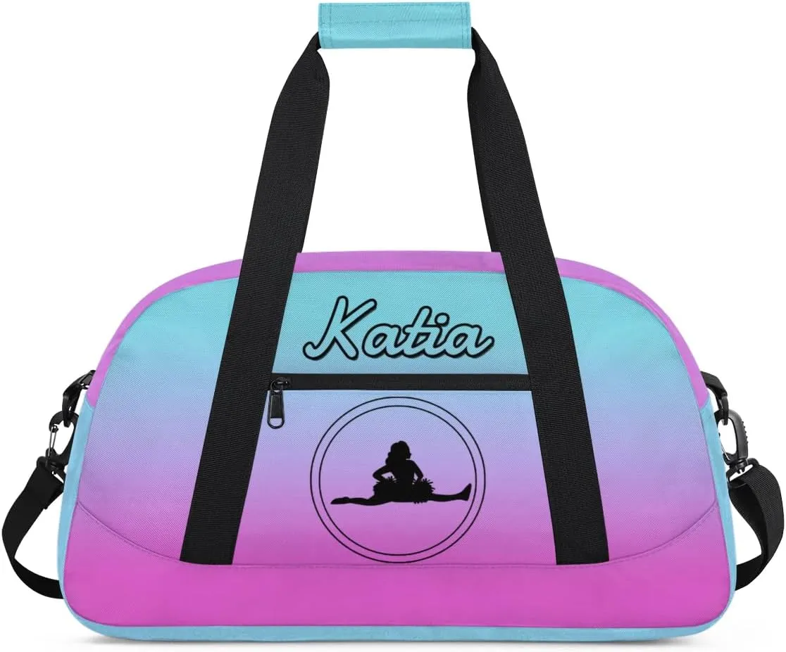 Custom Cheer Duffel Bag with Name Personalized Cheerleader Bag Sport Duffel Bag Customized Cheer Gifts Weekender Travel Bag, Blue Pink