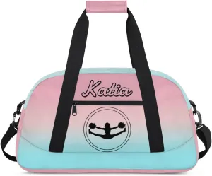 Custom Cheer Duffel Bag with Name Personalized Cheerleader Bag Sport Duffel Bag Customized Cheer Gifts Weekender Travel Bag, Light Pink