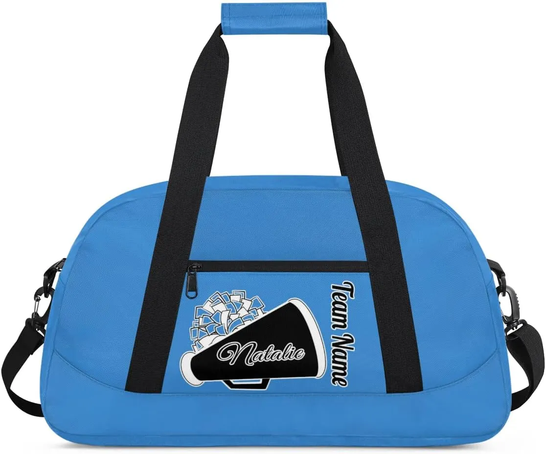 Custom Cheer Duffel Bags, Personalized Cheerleader Sport Bag with Name, Customized Gymnastics Dance Travel Bag Overnight Weekender Bags, Blue