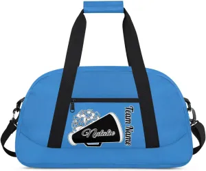 Custom Cheer Duffel Bags, Personalized Cheerleader Sport Bag with Name, Customized Gymnastics Dance Travel Bag Overnight Weekender Bags, Blue