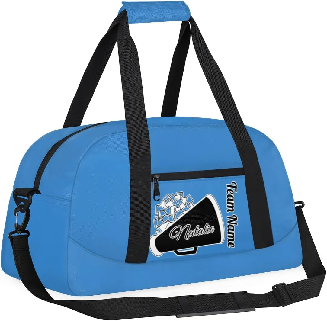Custom Cheer Duffel Bags, Personalized Cheerleader Sport Bag with Name, Customized Gymnastics Dance Travel Bag Overnight Weekender Bags, Blue