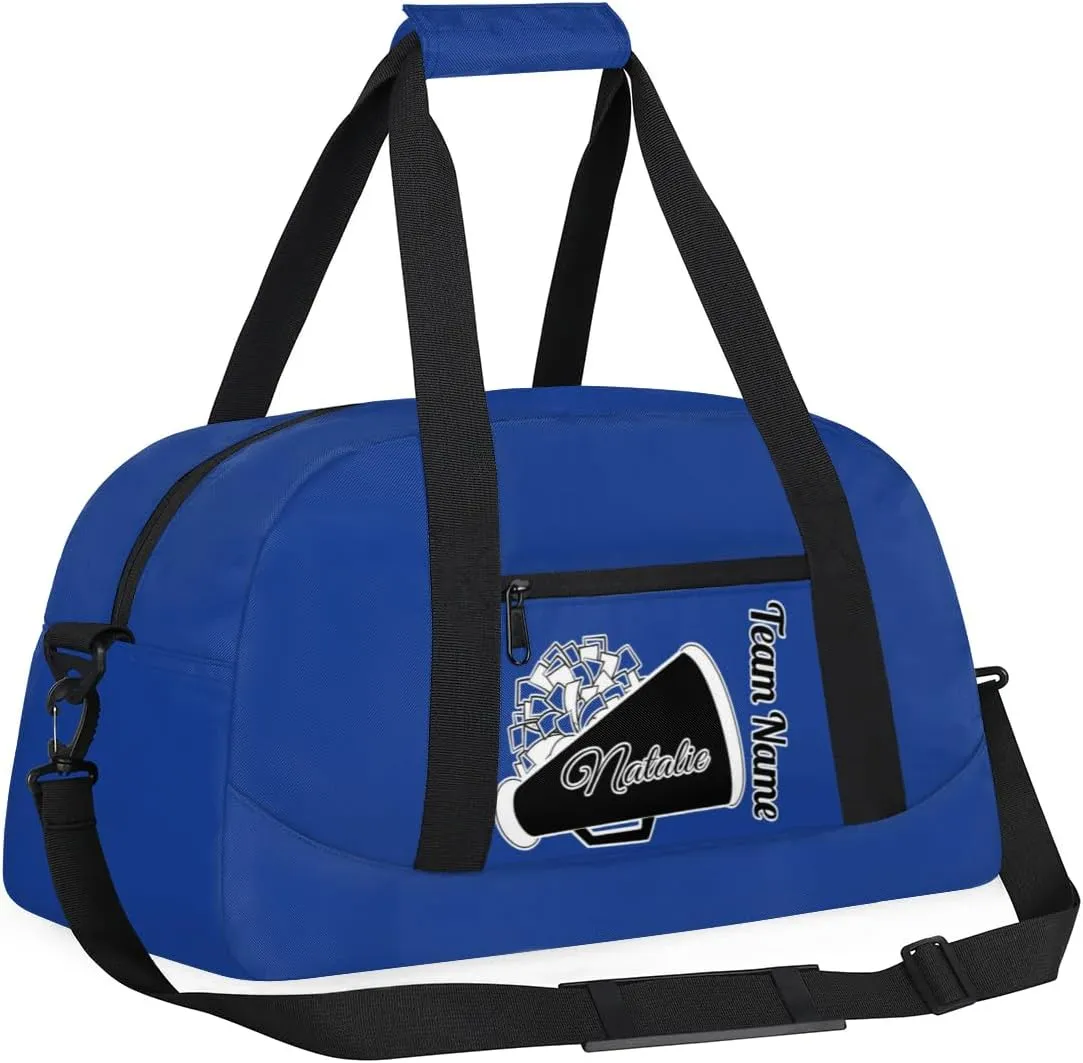 Custom Cheer Duffel Bags, Personalized Cheerleader Sport Bag with Name, Customized Gymnastics Dance Travel Bag Overnight Weekender Bags, Cobalt Blue