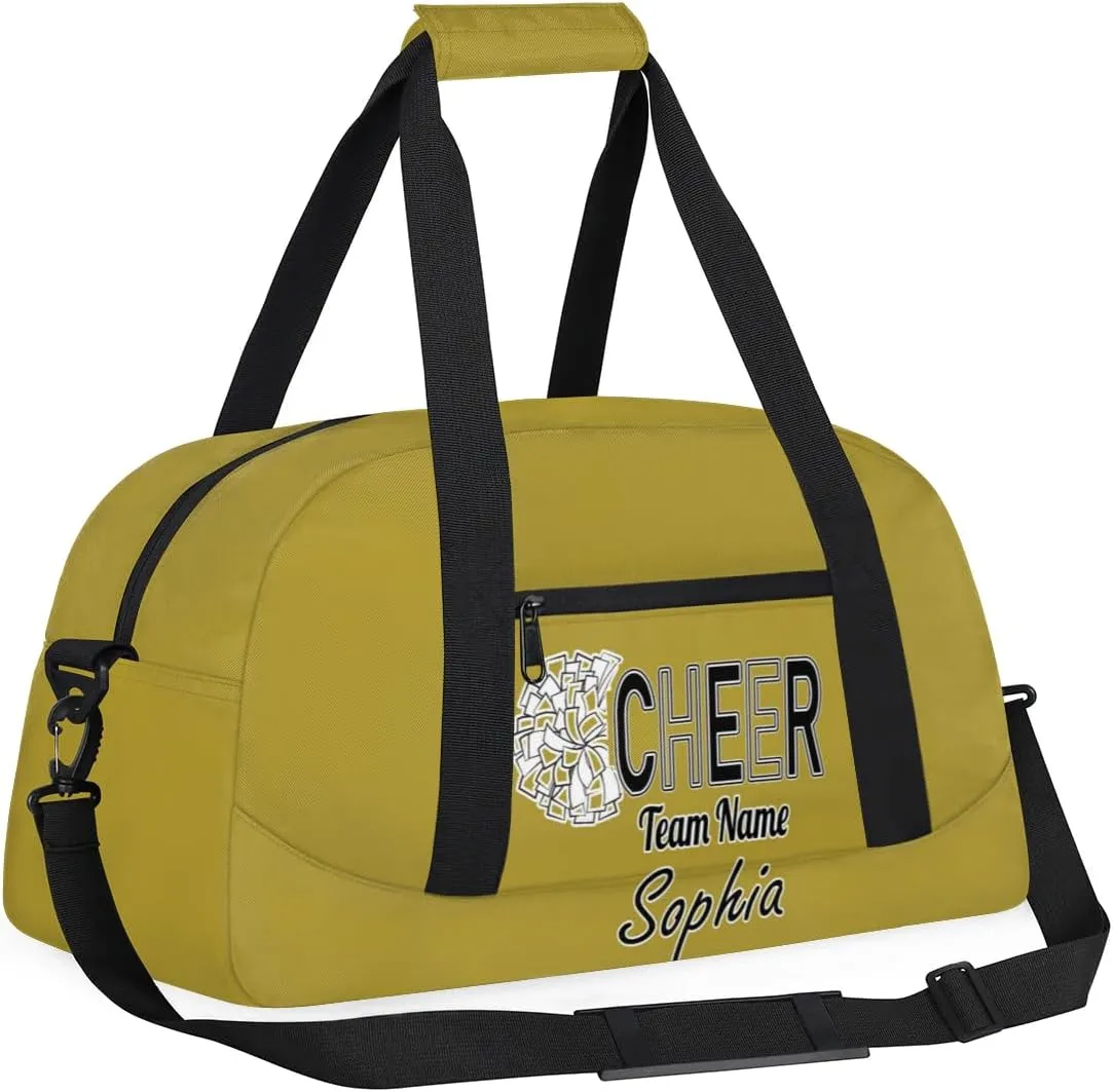 Custom Cheer Duffel Bags, Personalized Dance Sport Bag with Name, Customized Gymnastics Cheerleader Travel Bag Overnight Weekender Bags, Brown Gifts