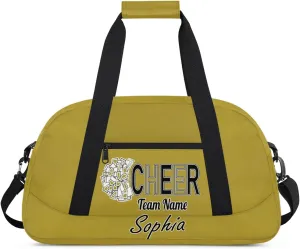 Custom Cheer Duffel Bags, Personalized Dance Sport Bag with Name, Customized Gymnastics Cheerleader Travel Bag Overnight Weekender Bags, Brown Gifts