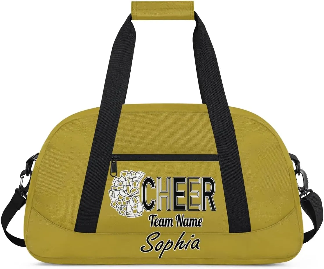 Custom Cheer Duffel Bags, Personalized Dance Sport Bag with Name, Customized Gymnastics Cheerleader Travel Bag Overnight Weekender Bags, Brown Gifts