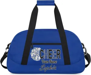 Custom Cheer Duffel Bags, Personalized Dance Sport Bag with Name, Customized Gymnastics Cheerleader Travel Bag Overnight Weekender Bags, Cobalt Blue Gifts