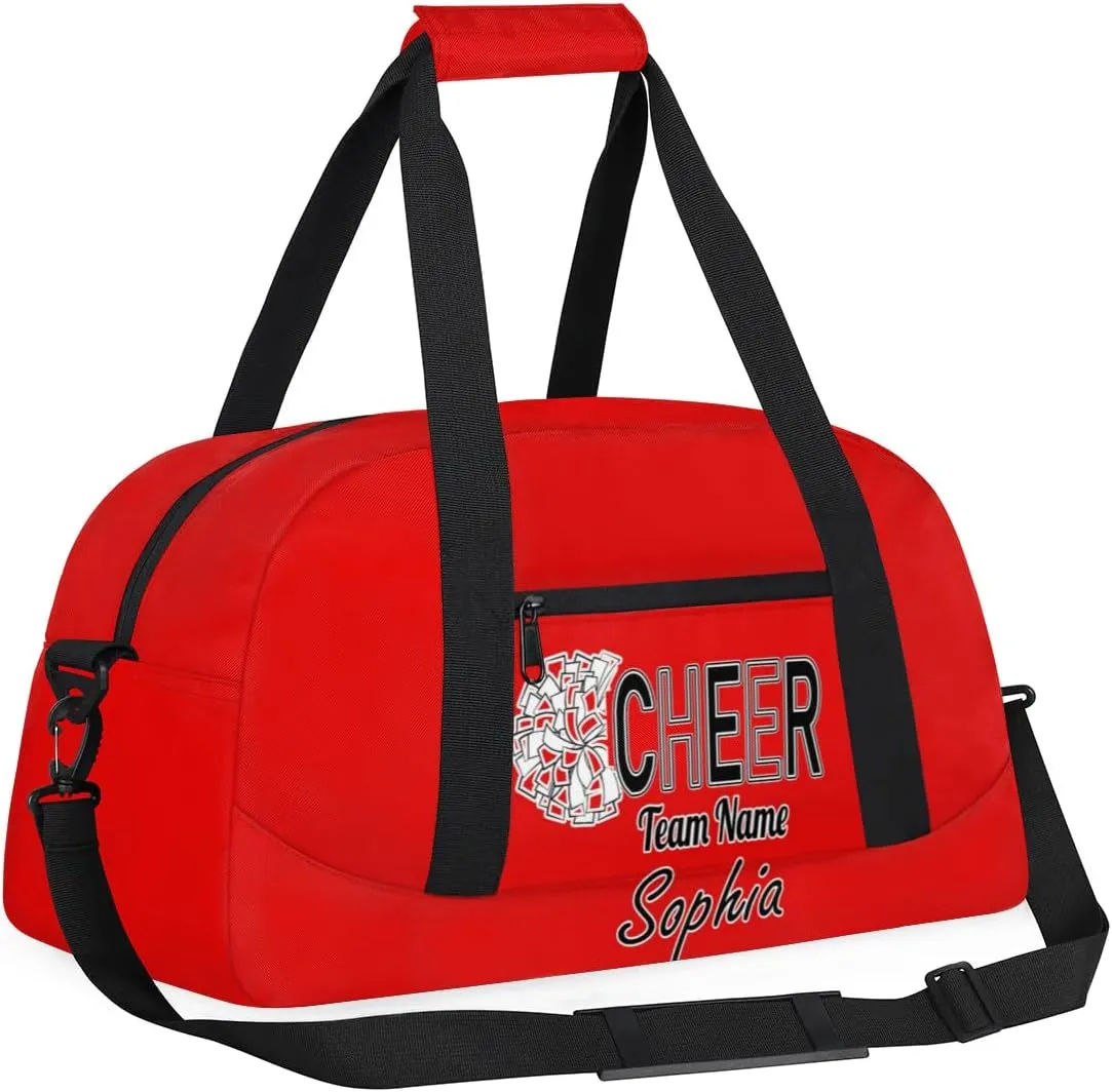 Custom Cheer Duffel Bags, Personalized Dance Sport Bag with Name, Customized Gymnastics Cheerleader Travel Bag Overnight Weekender Bags, Coral Red A Gifts