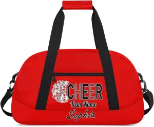Custom Cheer Duffel Bags, Personalized Dance Sport Bag with Name, Customized Gymnastics Cheerleader Travel Bag Overnight Weekender Bags, Coral Red A Gifts