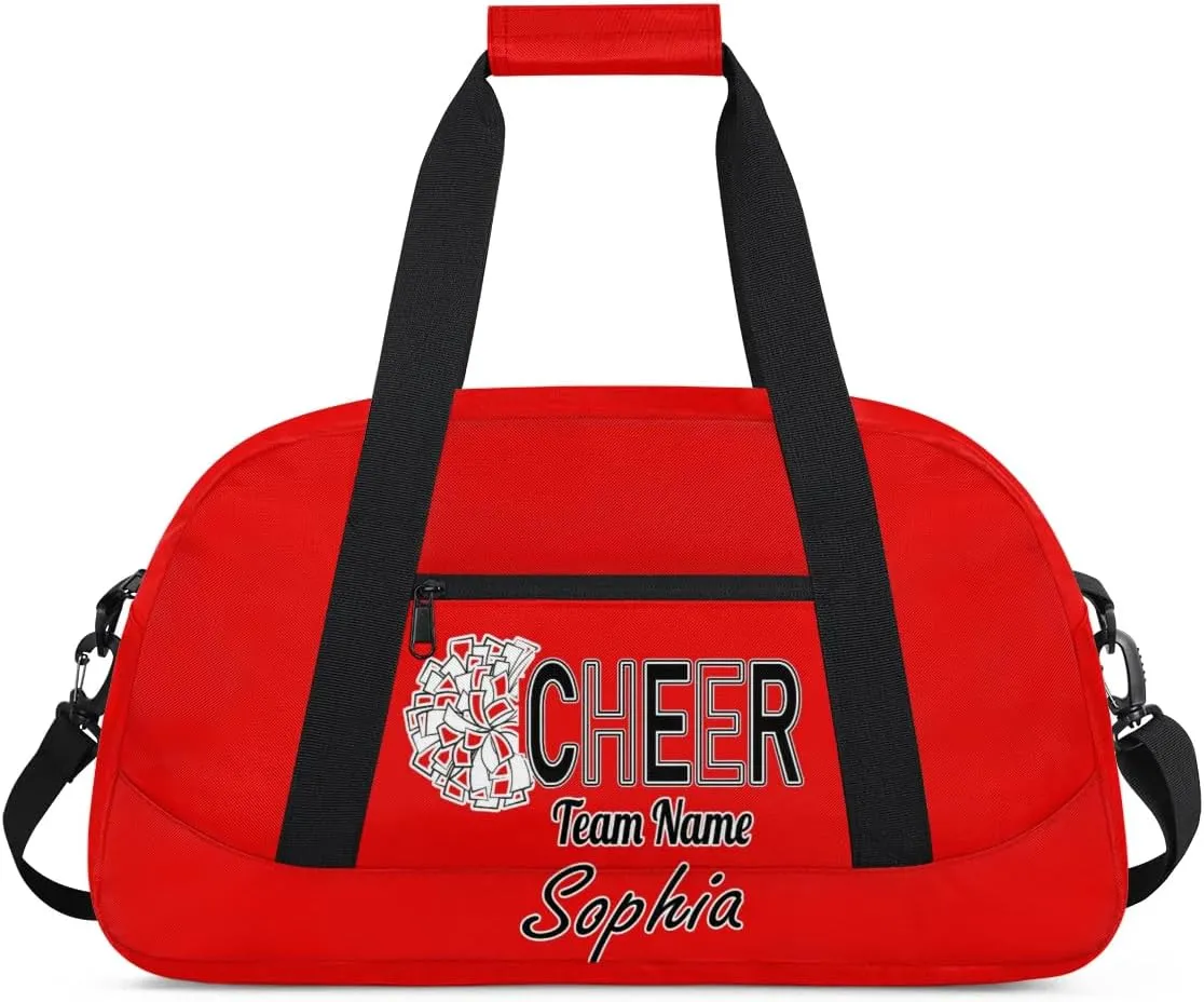 Custom Cheer Duffel Bags, Personalized Dance Sport Bag with Name, Customized Gymnastics Cheerleader Travel Bag Overnight Weekender Bags, Coral Red A Gifts