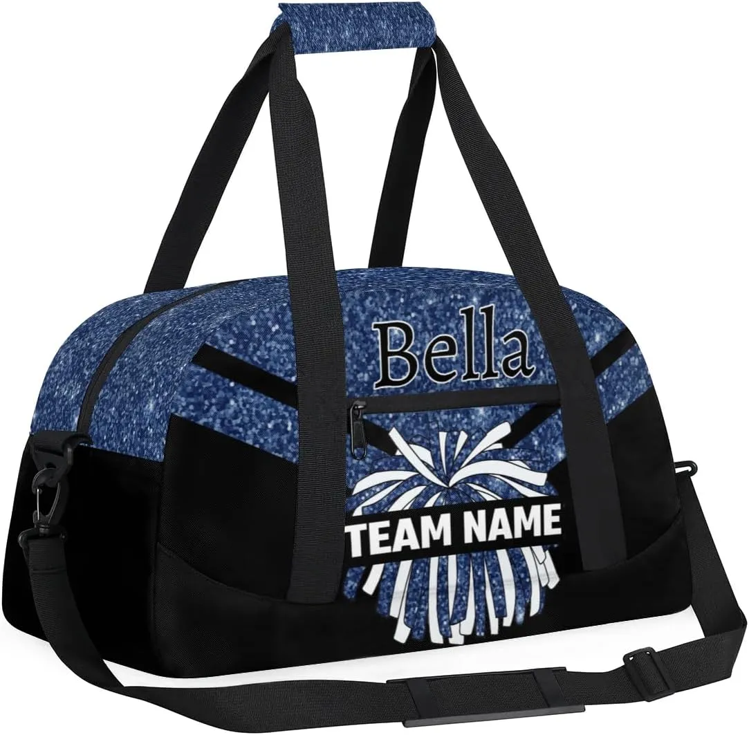 Custom Cheer Sport Bag Gym Duffel Bags Personalized Cheerleadr Bag with Team Name, Customize Travel Duffle Bags, Overnight Weekender Bag Cheerleading Gifts, Dark Blue