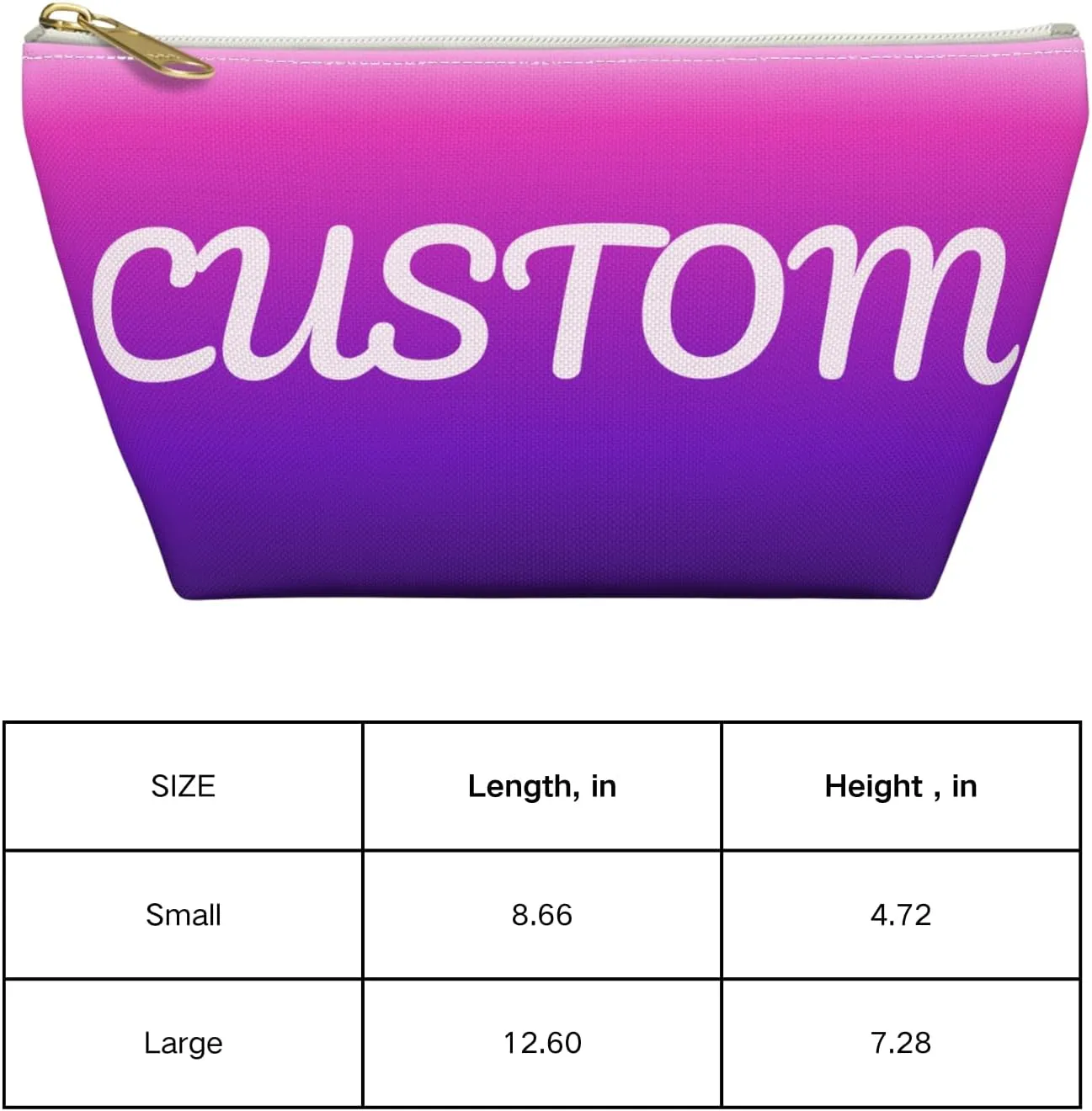 Custom Cosmetic Bags Personalized Accessory Pouch Women Travel Toiletry Case Small Bag Custom Pouch Zipper Closure Lining (T-bottom)
