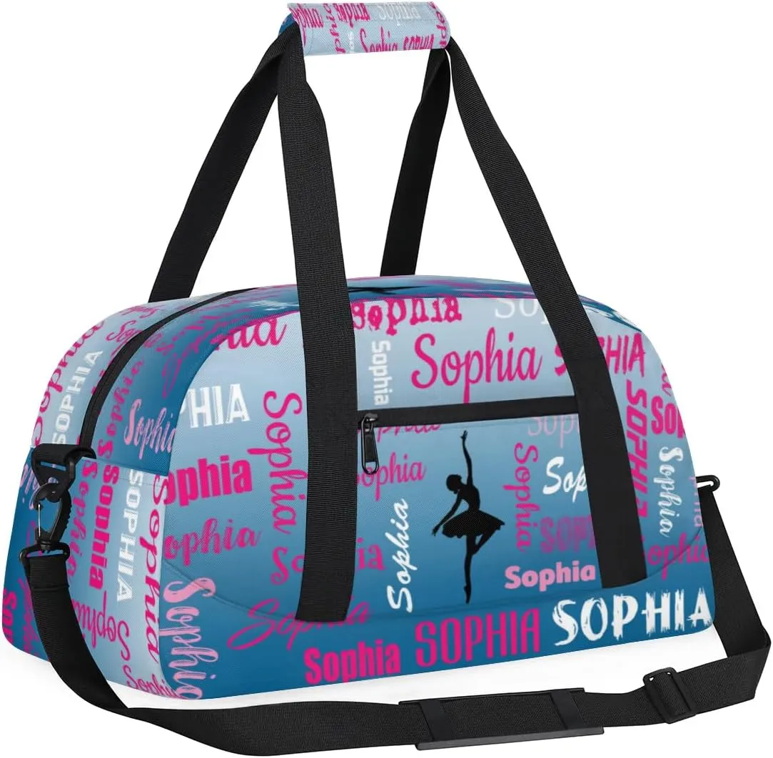 Custom Dance Bag Gym Bag for Women, Personalized Sport Duffel Bag Weekender Bags Travel Duffel Bag Blue Gradient Ballet Bags